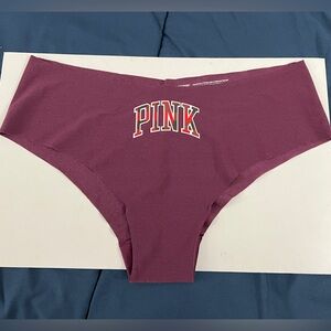 New Victoria's Secret PINK Maroon Logo smooth no show cheekster Panties Large L